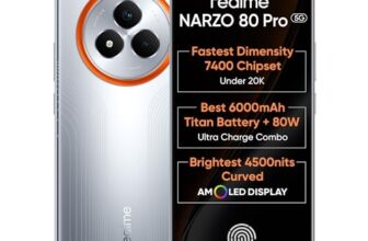 realme NARZO 80 Pro 5G (Speed Silver,8GB+128GB) | Segment’s 1st MediaTek Dimensity 7400 Chipset | 6000mAh Titan Battery + 80W Ultra Charge | 4500nits HyperGlow Esports Display | IP69 Waterproof