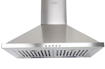 Glen 60 cm 1000 m³/hr Baffle Filter Kitchen Chimney |Pyramid Shaped |(Hood Aqua SS, Push Buttons Control,Silver)