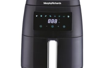 Morphy Richards Digital Air Fryer For Home|1500W With Digital Control|Dual Fan Technology|Adjustable Time & Temperature Control|Voltage Fluctuation Protection|2-Yr Warranty By Brand|Black, 5 liter
