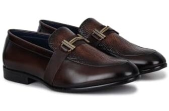 OCIO Shoes Men’s Leather Loafers O8323 – Stylish Slip-On Casual & Office Shoes with TPR Sole & Round Toe (Brown, UK Footwear Size System, Adult, Men, Numeric, Medium, 6)