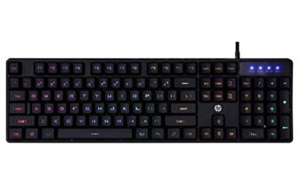 HP K300 Wired Gaming Keyboard, Backlit Membrane with Mixed Color Lighting, 4 LED Indicators, Matte Finish Double Injection Key Caps and Windows Lock Key / 3 Years Warranty(4QM95AA)