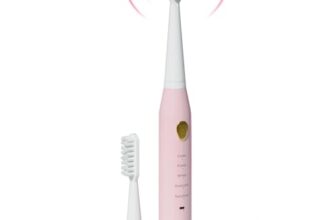Lifelong Rechargeable Toothbrush for Adults – Smart Brush with 5 Cleaning Modes & Smart Auto Shut-Off – Waterproof Electronic Toothbrush – 2 Electric Heads, 500mAh Long-Lasting Battery (Pink, LLDC135)