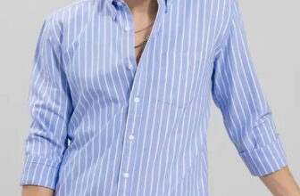 RODEIZ Men Striped Casual Light Blue Shirt