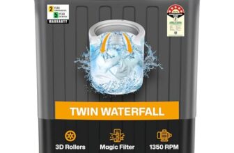 VW 7.5 kg 5 Star Aqua Spin Semi Automatic Top Load Washing Machine AquaSpin0075P (Black)