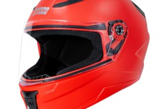 STUDDS Raider Street ISI Certified Full Face Helmet for Men and Women with Clear Visor (Red – L)