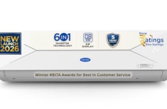Carrier 1 Ton 3 Star Flexicool Inverter Split AC (Copper, Convertible 6-in-1 with Smart Energy Display, Insta Cool, Auto Clean, PM 2.5 Filter,New BEE rated, ESTER EDGE Gxi-CAI12EE3R36F0, White)