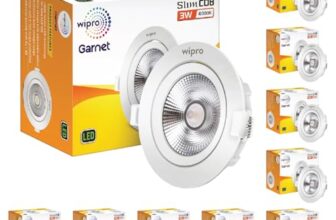 wipro Garnet 3 W Slim COB Downlight for False Ceiling | Neutral White (4000K) | Ceiling or Cabinet Light with Adjustable Optics | Pack of 10