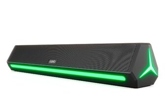 GOVO GoSurround 300 | 25W Bluetooth Sound bar, 2000 mAh Battery, 2.0 Channel with 52mm Drivers, Multicolor LED Lights with TWS, AUX, Bluetooth and USB (Platinum Black)