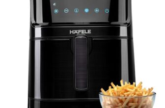 Hafele NOIL 6.3L Digital Air Fryer with 360° Rapid Air Circulation Technology & Touch Panel, Uses 90% Less Oil, 8 Preset Menus, Non-Stick Basket with 6.3 L Capacity,1700W, (Black)