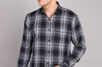 Vellical Men Checkered Casual Grey Shirt