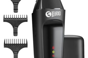 Beardo Apex Go Trimmer for Men – 80-Min Run Time – Powerful 5500 RPM motor – Compact Travel-Friendly Design – Self-Sharpening Blades, 3 Comb Attachments, Type-C Charging, Digital Display | Gift For Brother & Friends