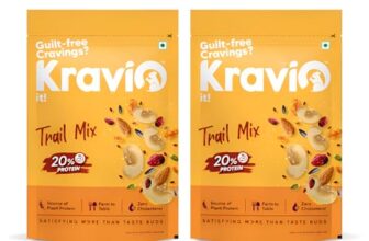Kravio Premium Trail Mix (2 X 200g) | Mixed Dry Fruits & Nuts Contains Cashew, Almond, Cranberry, Raisin, Pumpkin, Sunflower & Flax Seeds | Healthy Snacks, 20% Protein, Rich in Fibre, Zero Cholesterol