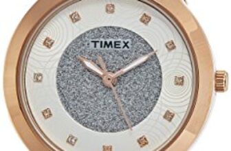 TIMEX Analog Watch for Women with Silver Round Dial & Silver Leather Strap Band Water Resistant Women’s Wrist Watches – TW000T615