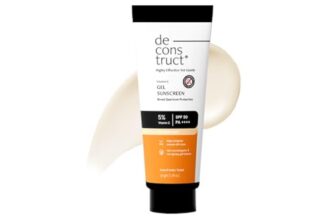 Deconstruct 5% Vitamin C Gel Sunscreen for Oily Skin SPF 50 PA++++ | Brightens Skin Tone | New Gen UV Filters | Lightweight & Non-greasy | In vivo tested | For Men & Women – 50g
