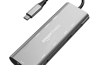 Amazon Basics USB-C Hub Dock 9-in-1 Aluminium Type-C Adapter with 4K HDMI, Ethernet 1000mbps Port, 3 USB 3.0, USB-C Power Delivery, 3.5mm Audio only, TF/SD Card Reader, Mac & Windows USB-C Devices