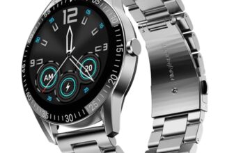 Fire-Boltt Talk Round Smart Watch 1.39″ TFT Display with Bluetooth Calling, Dual Button, Voice Assistance, SPO₂ & Heart Rate Monitor, 120+ Sports Modes, Metal Smartwatch for Men & Women – Silver