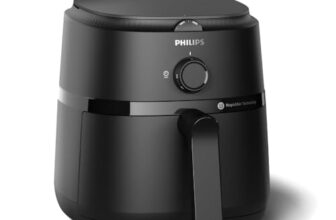 PHILIPS Air Fryer NA120/00, uses up to 90% less fat, 1500W, 4.2 Liter, with Rapid Air Technology (Black), Large