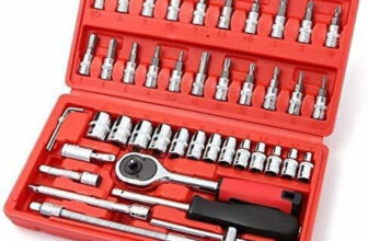 ATOOLS 46Pcs All Purpose 1/4″inch Ratchet Socket Spannar Set with Extension Rod and Carry Box for Automobiles/Bike/Car Repair Tools Kit Socket Set(Pack of 46)