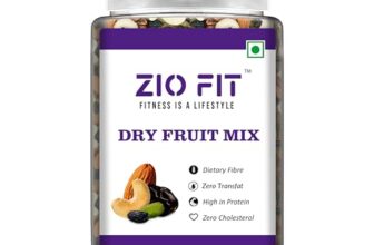 Ziofit Popular Dry Fruit Mix Jar 900g,Californian Almonds, Cashews, Dates, Black Raisins and Green Raisins, Natural and Flavorful Snack