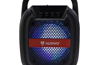 NUBWO NS63 Wireless Bluetooth Portable Speaker with Supporting Carry Handle/TWS/USB/Micro SD/TF Card/AUX/MIC/FM/Call Function/Karaoke/Party Speaker-(Black/RED)
