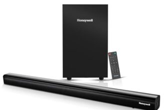 Honeywell Trueno U3000 Soundbar 200W, 2.1Ch Surround Sound Home Theatre, Deep Bass Down Firing Subwoofer, 3 EQ Modes, BT v5.3, AUX, USB, Optical Input, HDMI/ARC, Sleek Remote