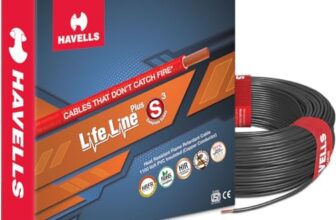 Havells LifeLine+ S3 | 2.5 sq.mm Copper Wire (90m-Black)| Class 2 Conductor (100% Copper), Heat Resistant & Flame Retardant – Ideal for Domestic & Industrial Use (WHFFDNKA12X5)