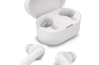 PHILIPS TAT1108WT/00 True Wireless Earbuds, In-Ear, Bluetooth v5.3, Earphones with Mic, 15H Playback,Shank Shape, IPX4, Button Controls, Comfortable Fit, AI Mic for Crystal Clear Sound Quality (White)
