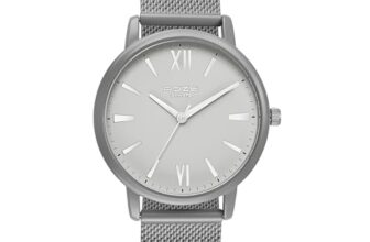 Sonata Poze Quartz Analog Grey Dial Mesh Strap Watch for Men-SP70039KM05W