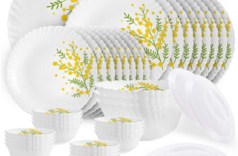 cello Pack of 47 Opalware Dazzle Series Girasol Crockery Set | Dishwasher Safe | Light-Weight Dinner Set(Yellow, Green, Microwave Safe)