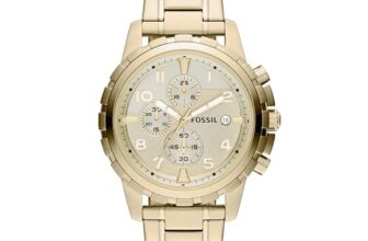 Fossil Men Stainless Steel Dean Analog Off-White Dial Watch-Fs4867, Band Color-Gold