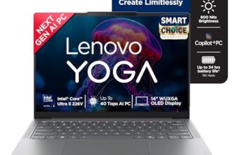 Lenovo Yoga Slim 7 (Smartchoice) Aura Edition, Intel Core Ultra 5 226V, 16GB RAM, 1TB SSD, WUXGA OLED, Copilot+ AI PC, 40 TOPS, 14″/35.5cm, Windows 11, Office 2024, Grey, 1.19Kg, 83JX005FIN, AI Laptop