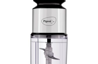 Pigeon Ultra Fast Electric 300 Watts Electric Chopper For Kitchen, Twin Blade Technology, 600 Ml ‘Chop-N-Store’ Plastic Bowl With Lid, Vegetable Chopper, Cutter, Chop, Mince, Dice, Whisk, Blend, Red