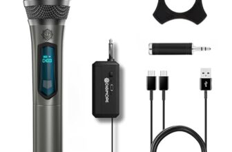 DIGIMORE Wireless Microphone| 6Hrs Battery | 160ft Range | Type-C Charging | Built-in Display |2400 MHz Cordless Mic for House Parties, Outdoor Party, Singing, Classroom, Church (D-340)