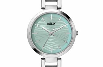 Helix by Timex Analog Watch for Women with Mint Round Dial & Silver Stainless Steel Bracelet Band Water Resistant Women’s Wrist Watches – TW054HL00
