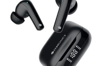 ZEBRONICS PODS K2 in Ear Wireless Earbuds, Upto 40 Hrs Backup, Dual EQ, Quad MIC ENC, 10mm Bass Drivers, Fast Charging, Bluetooth, Flash Connect,40ms Low Latency Gaming, LED Battery Indicator (Black)