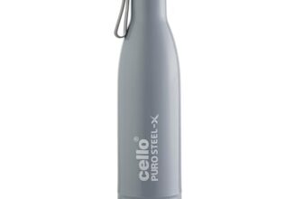 Cello Puro Steel-X Neo 900 Inner Steel Insulated Water Bottle 720ml, Grey | ISI Certified | PU Insulated | BPA Free, Leakproof | Insulated Cold Water Bottle for Office, School, Cycling, Gym & Travel