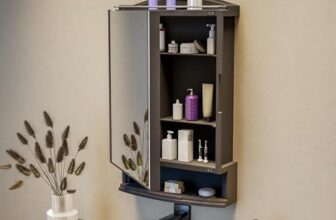 Happer Plastic Premium Multipurpose Wall Mounted Storage Cabinet with Mirror, Prime Look (Black)