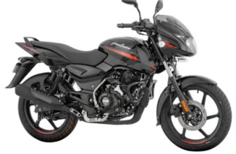 Bajaj Pulsar 125 Neon Disc Motorcycle/Motorbike – Ebony Black Solar Red Decals – Ex-Showroom