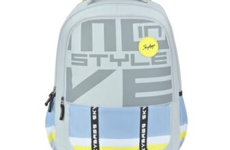 Skybags Zenith Pro Polyester 42 Liters 3 Compartments Suspension Shoulder Straps Laptop Raincover Secret Pocket Light Grey For Boys And Girls