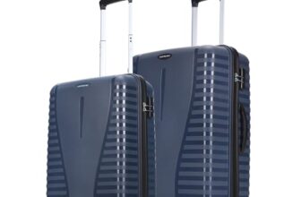 Aristocrat 2 Pc Polypropylene Airpro Set Cabin 55Cm(Small), 66Cm(Medium) 8 Wheels Spinner Trolley Bags for Travel Hard Case Luggage,Lightweight Bag with Combination Lock&3 Years Warranty (Blue),67 Cm