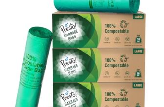 Presto! Amazon Brand – 100% Compostable Garbage Bags | Large (L) | 30 Counts | 10 Bags X 3 Packs | 24 x 32 Inches | Strong and Durable | For Dry and Wet Waste, Green