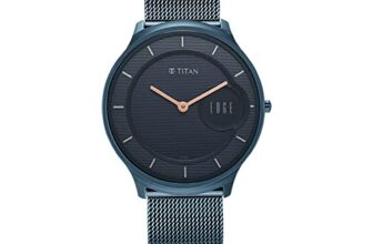 Titan Edge Baseline Blue Dial Stainless Steel Strap Watch Men-NS1843QM01/NT1843QM01