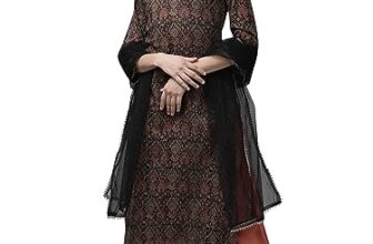 Rangpreet Black Printed Straight Kurta Palazzo with Dupatta Set(4152NKH1065XXL)