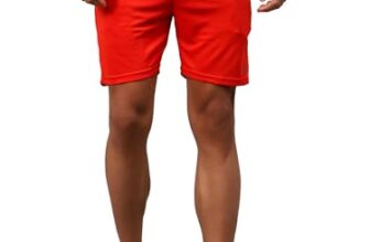 Vector X OMS-158 Mens Solid Pattern Regular Dry Fit Athletic, Running, Gym, Outdoor, Workout Training Light Weight Sports Active Shorts (Red, XL)