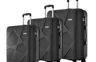 Safari Pentagon Pro 8 Wheels Set of 3 (Cabin+ Medium + Large) Trolley Bags, Hard Case Polypropylene, 360º Wheeling Luggage, Suitcase for Travel, Trolley Bags for Travel, Black