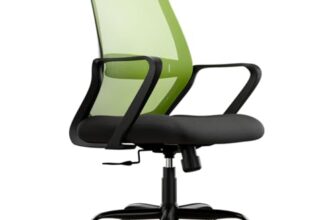 CELLBELL Desire Pro Mid Back Mesh Office Chair Adjustable Study Chair/Computer Chair with Revolving Seat, Stylisk Backrest, Lumbar Support, Metal Base for Work from Home (Pistachio Green)