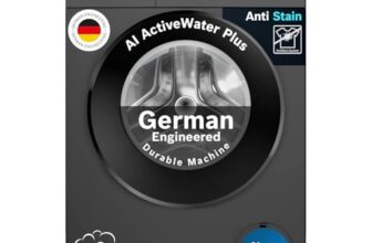 Bosch 9 kg 5 Star Front Load Fully-Automatic Washing Machine, AI ActiveWater, 14 Wash Programs, Removes 99.9% Germs with Steam, No Tangle or Wrinkle, SoftCare Paddle, Black Grey, WGA1420TIN