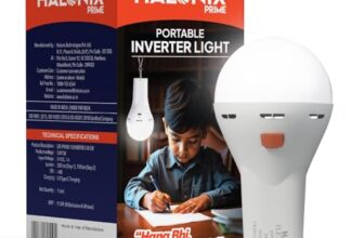 Halonix 5W Portable LED Torch + Bulb 2-In-1 Emergency Hanging Lantern,Rechargeable Emergency Light With Type C Charging,Portable LED Light,4 Hours Battery Backup,Cool Day Light,Pack Of 1,White