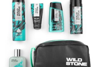 Wild Stone Edge Grooming Kit l Professional Shaving Kit for Men l Deodorant for Men l Shaving Cream l pH Balanced Face Wash l Shower Gel l Shave Foam & After Shave Lotion l Free Razor