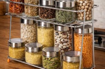 CHHAAP Stainless Steel 2 Layer Spice Rack | Modular Kitchen Storage Organizer | Multipurpose Shelf for Countertop, Tabletop | Tiered Silver Rack (Pack of 1) (NHSP)